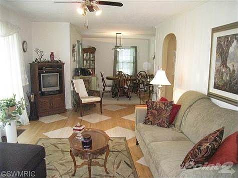 Living room open to dining room