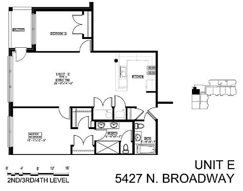 Floor plan 2 Bedroom - 2 Bathroom Tier E