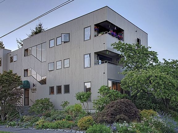 Condo building in residential neighborhood