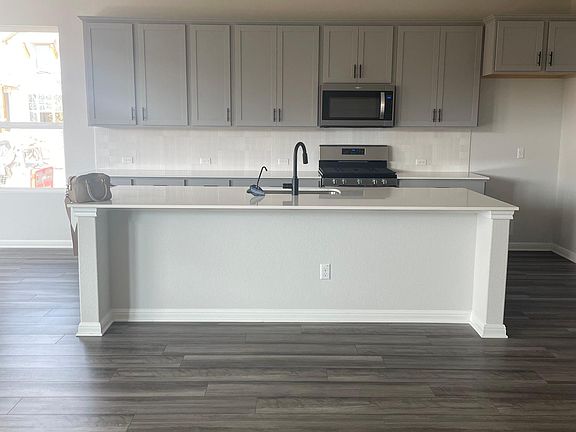 Modern kitchen with extra wide counter top