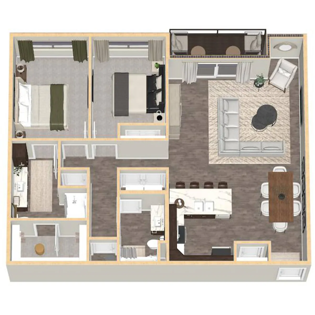 Floor plan 2 Bed, 2 Bath C2