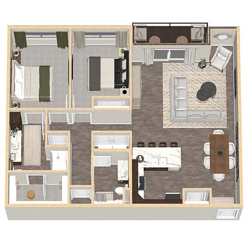 Floor plan 2 Bed, 2 Bath C2