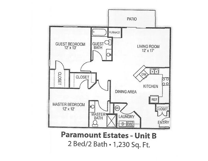 Floor plan 2 Bed - 2 Bath