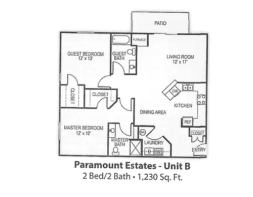 Floor plan 2 Bed - 2 Bath
