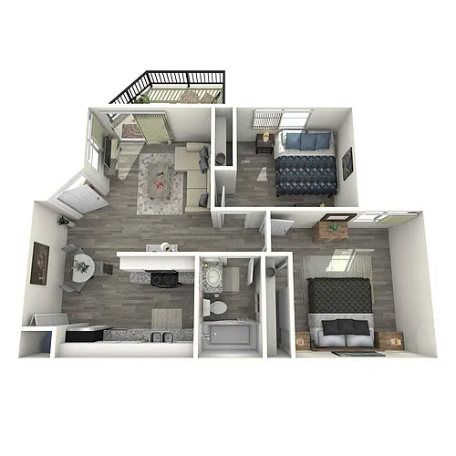 Floor plan 2 Bed 1 Bath