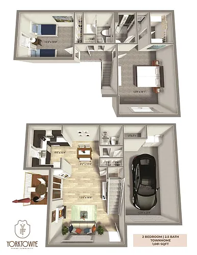 Floor plan 2 Bed 2.5 Bath Townhome