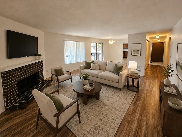 Virtually staged living room