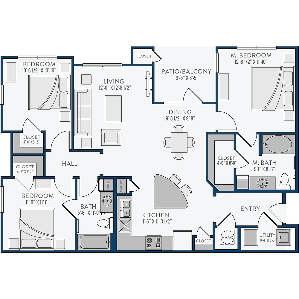 Floor plan 3 Bedroom 2 Bathroom