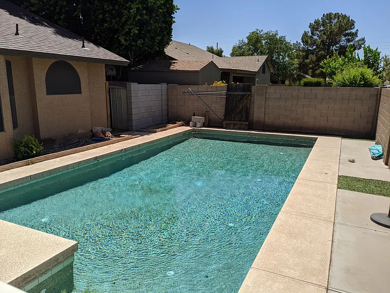 Pool in backyard