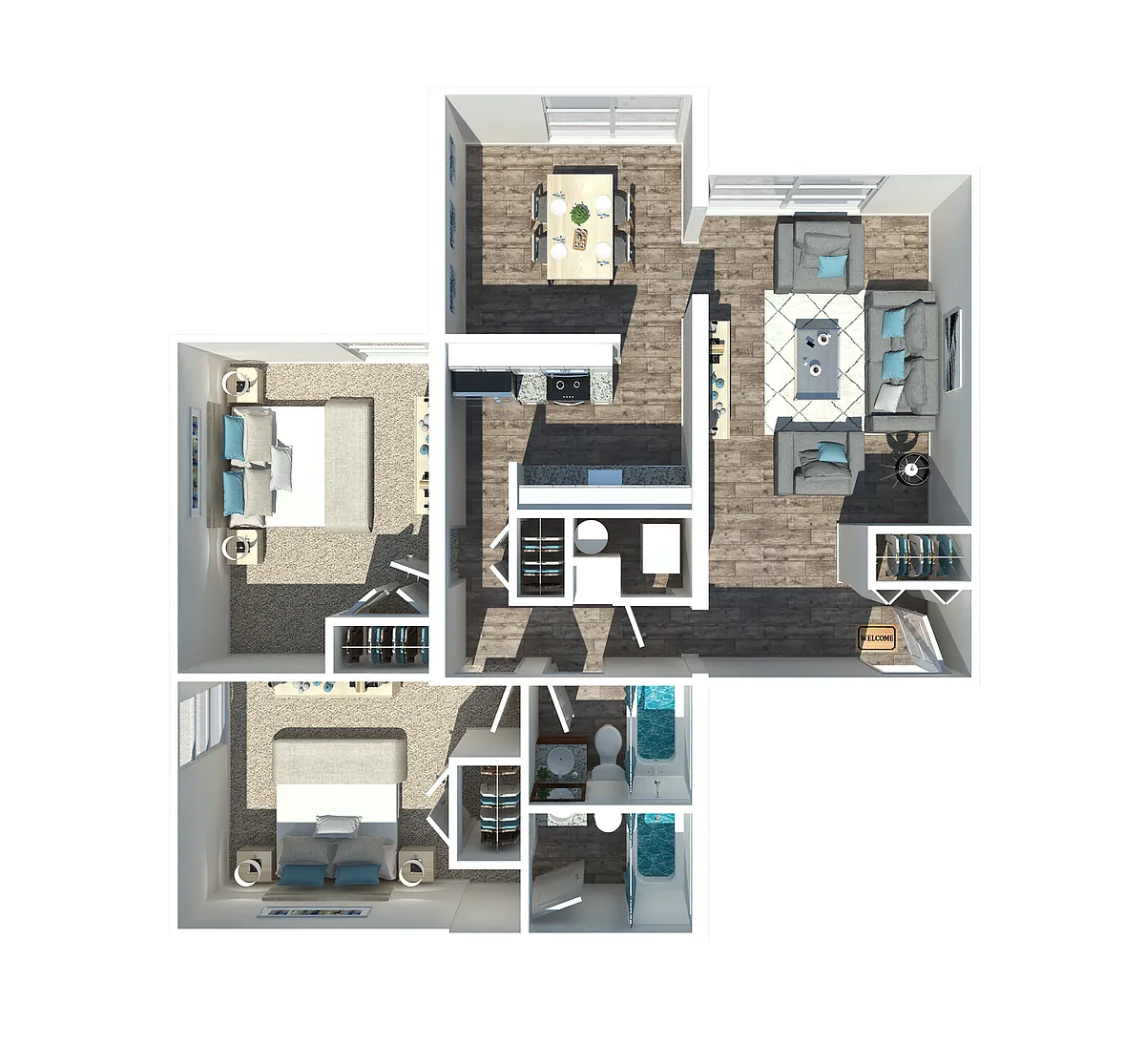 Floor plan 2 Bedroom 2 Bathroom