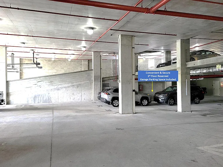 Garage parking included in rent; reserved and secured parking spot on ground floor, very close to unit