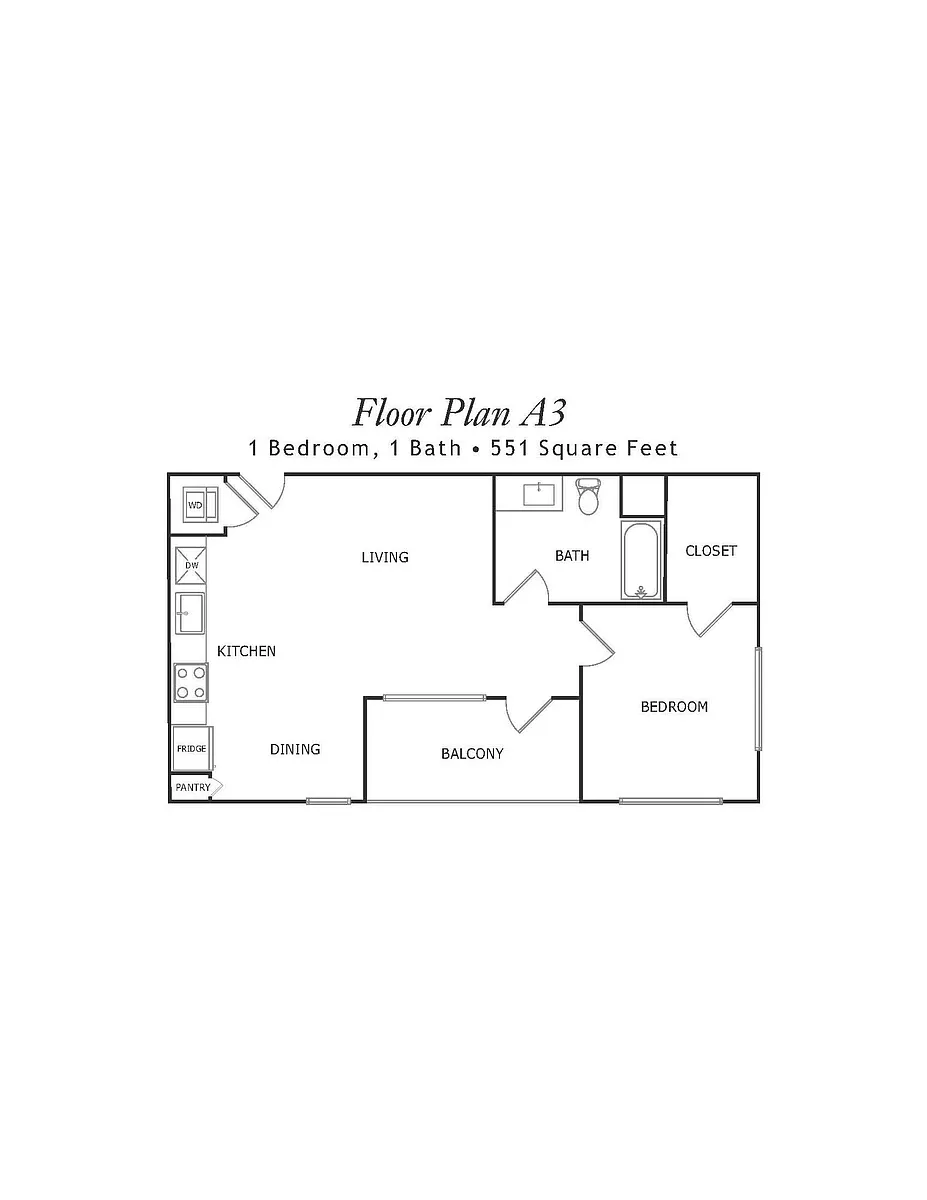 Floor plan One-Bedroom A3