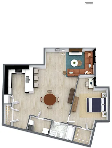 Floor plan American - 1 Bedroom Premium