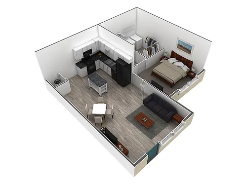 Floor plan 1 BR Retreat Courtyard