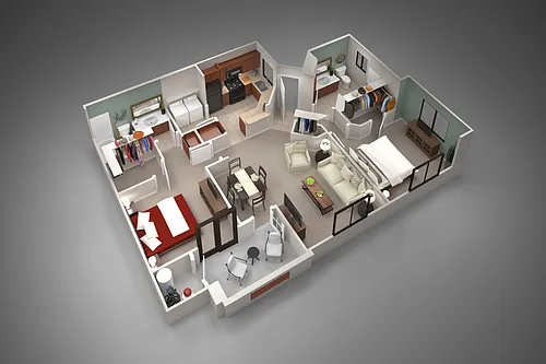 Floor plan Two Bedroom/Two Bath
