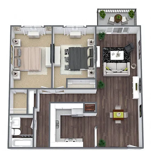 Floor plan B6: 2 Bed 1 Bath