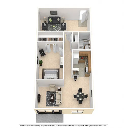 Floor plan 1 Bed 1 Bath with Den