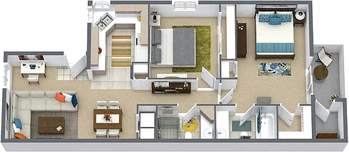 Floor plan THE DIAMOND - Two Bedroom Two Bath