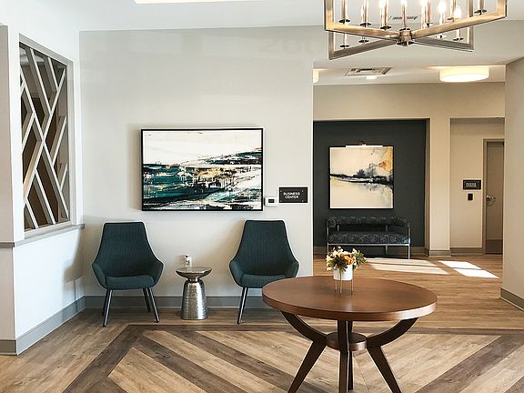 Interior lobby with modern accents