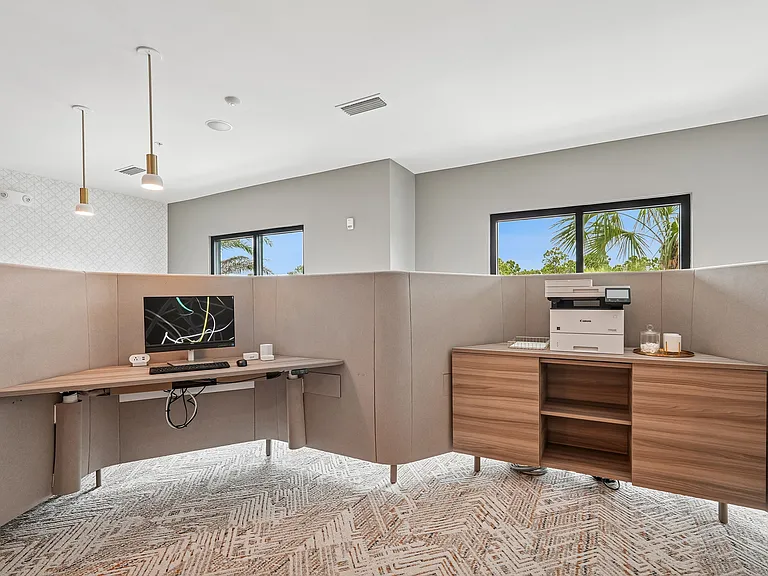 Coworking Lounge with Computers and Printers