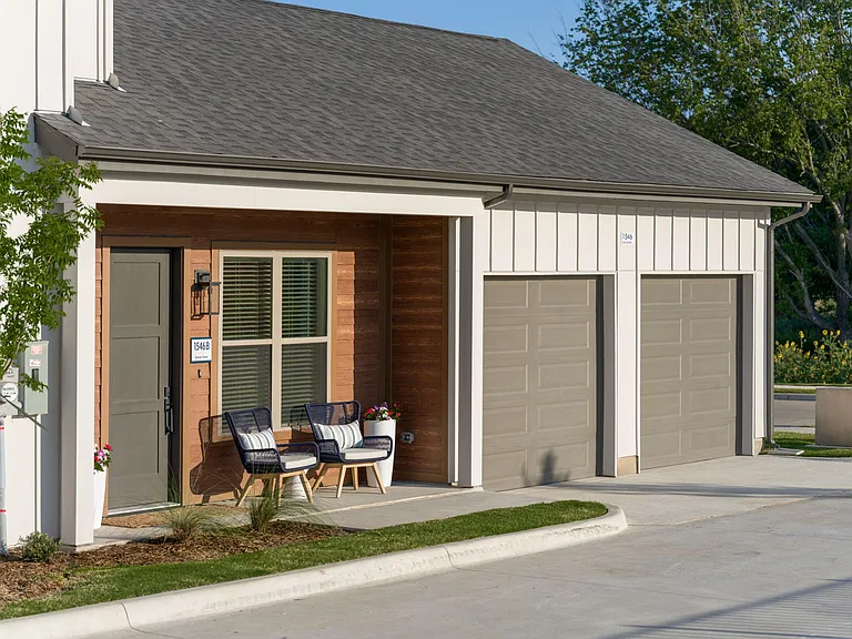 Front porch to luxury rental home at parcHAUS at Paloma Creek