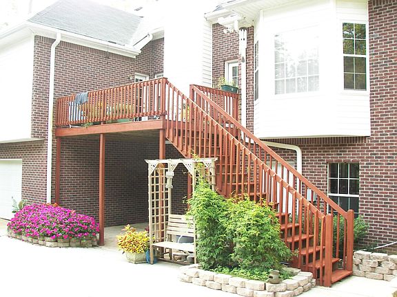 Deck on rear of home
