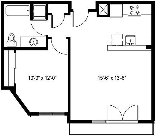 Floor plan 1 Bedroom C