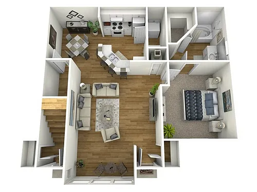 Floor plan 1 Bed, 1 Bath C