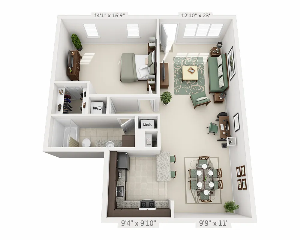 Floor plan One Bedroom A1C