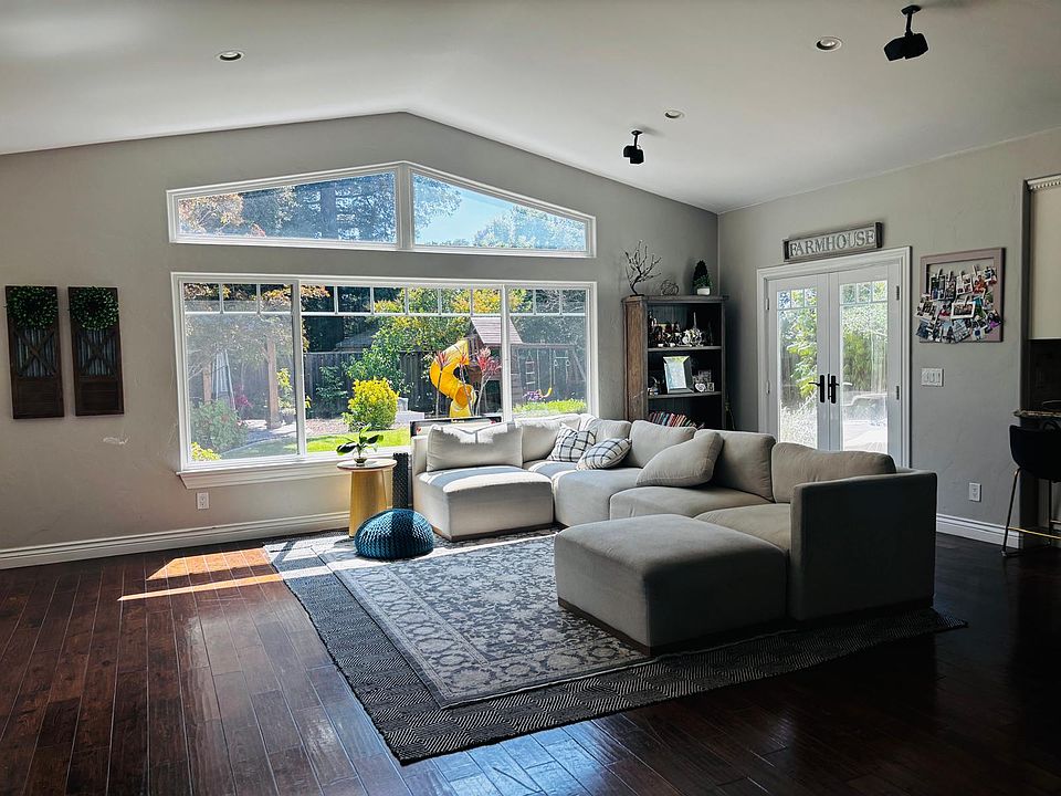 Large living room with high ceilings