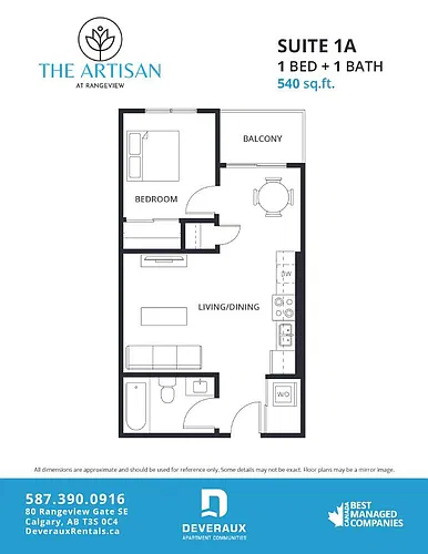Floor plan 1 Bedroom, 1 Bathroom