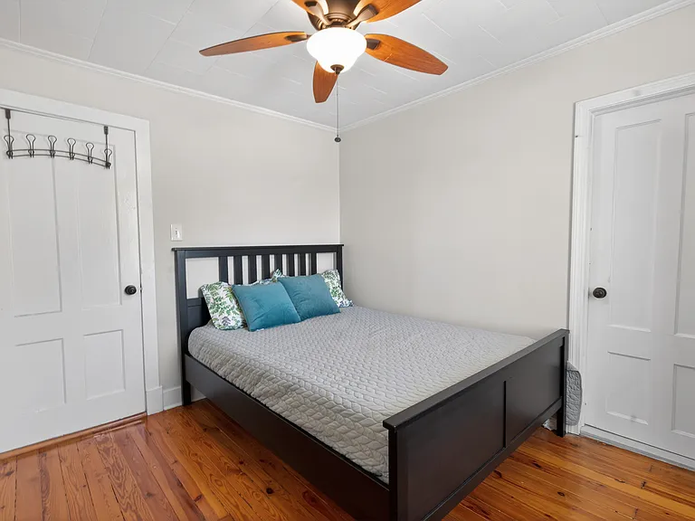Right side door leads to bathroom
