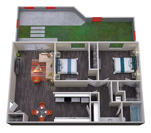 Floor plan 2 Bedroom 1 Bath - R