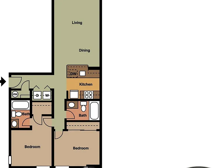 2x2 Standard (B) l 818 sq ft l Floor Plan 2x2 Standard (B) l 818 sq ft l Floor Plan