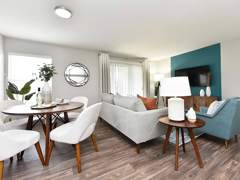 Dining Room + Hardwood Style Flooring