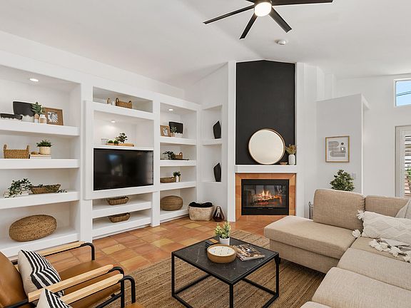Living Room with wood burning fireplace