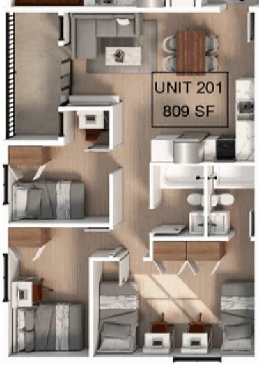 Floor plan 3 Bedroom | 2 Bath A