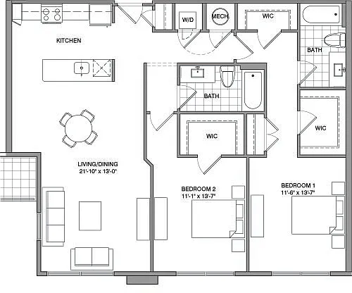 Floor plan 2 Bdrm P