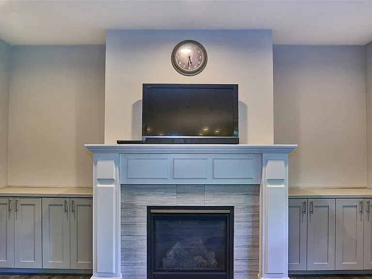 Gas fireplace.
