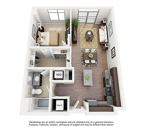Floor plan 1 Bed/1 Bath-A05