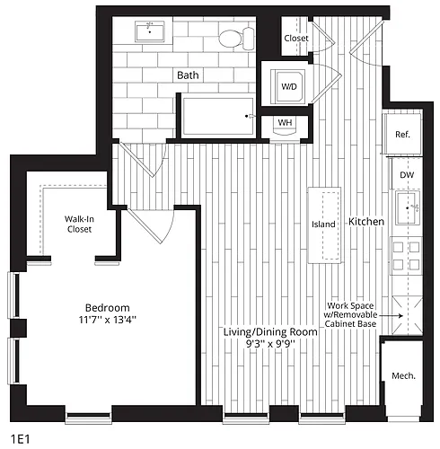 Floor plan 1 Bed/1 Bath