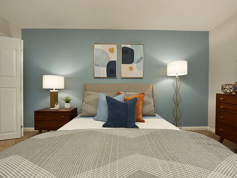 Cozy bedroom with carpet