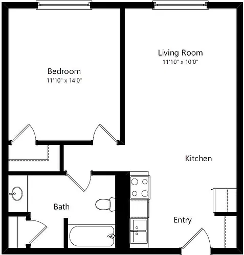 Floor plan One Bedroom One Bath