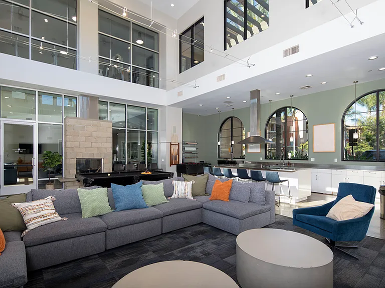 Plenty of lounging opportunities within our clubroom.