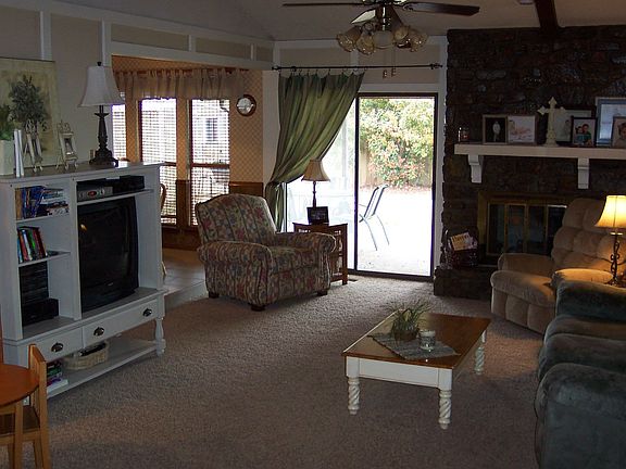 Updated living room with fireplace