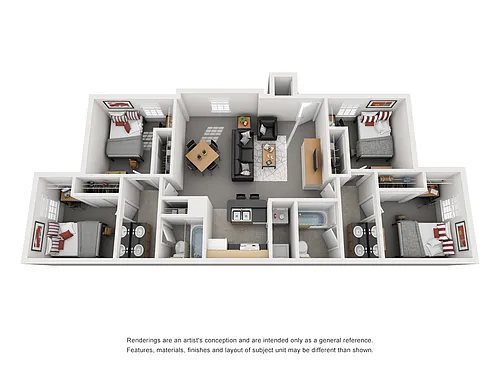 Floor plan 4BR/2BA Balcony