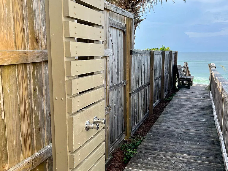 The beach access has a private shower so you can rinse off after a day in the sand.