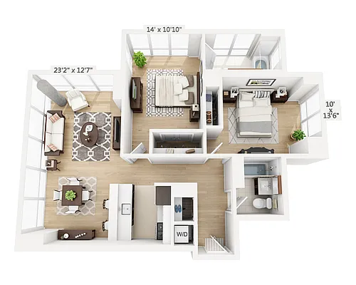 Floor plan Two Bedroom (B2D-808)