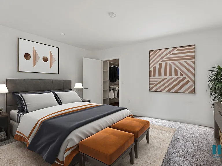 Bedroom with Walk-In Closet with Built-In Organizers