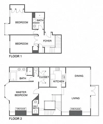 Floor plan 3 Bed, 2.5 Bath